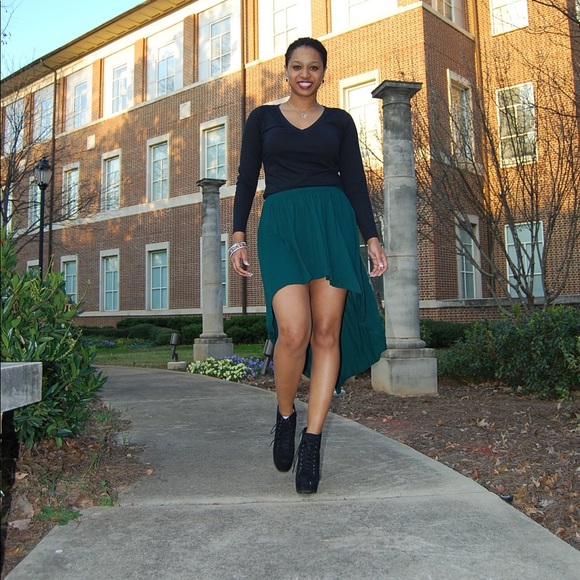 Forever 21 High-Low Dark Green Skirt - Picture 1 of 5